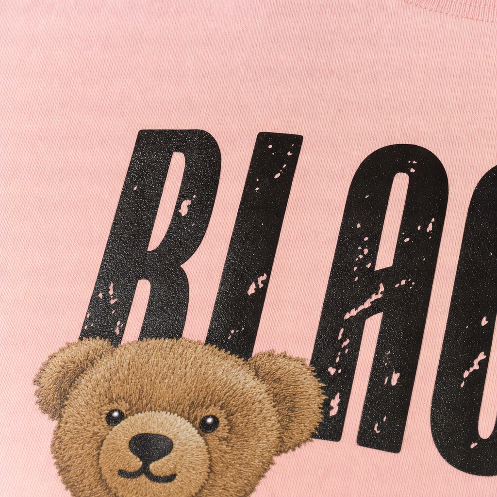 Close-up fabric detail - Blacklist Bear Pink T-shirt