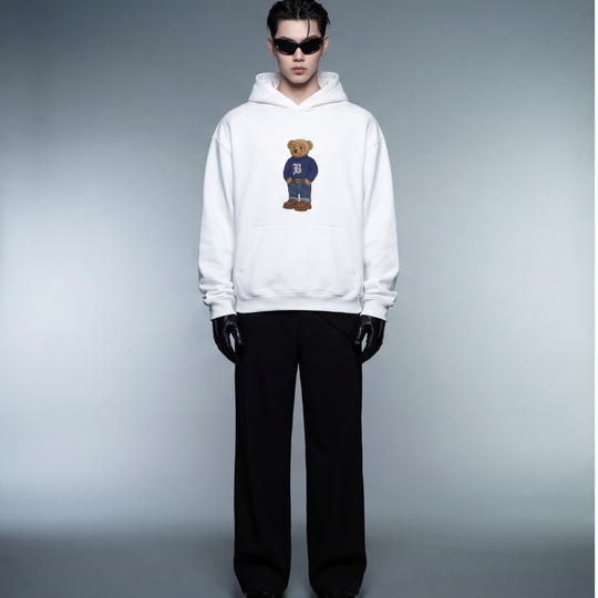 BLACKLIST BEAR OFFICIAL WHITE OVERSIZED HOODIE BASICS 2.0