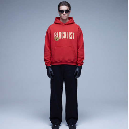 BLACKLIST RED BEAR OVERSIZED HOODIE