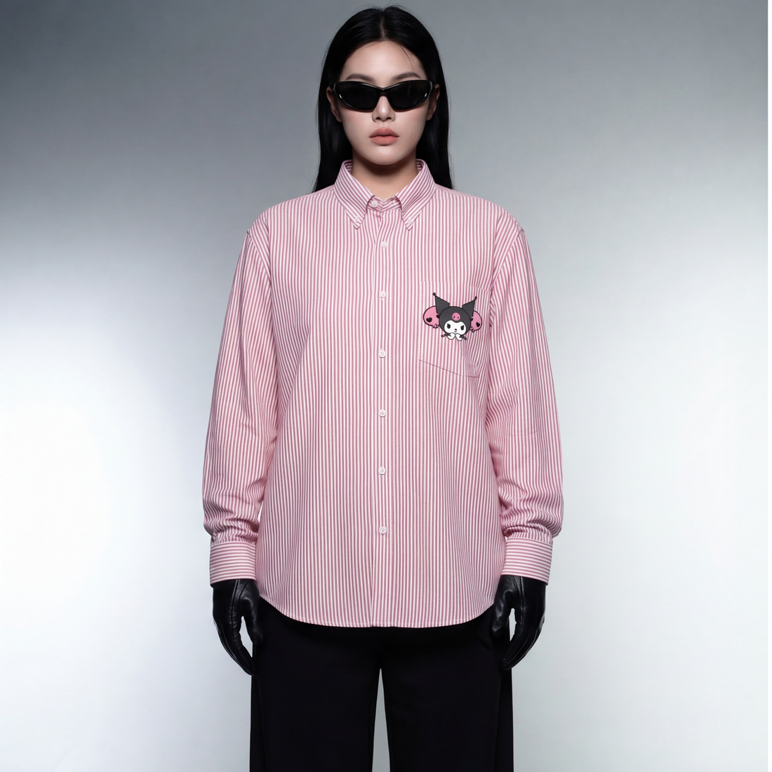 blacklist-brat-mode-stripe-shirt-pink model front
