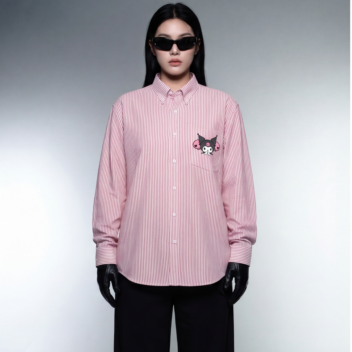 blacklist-brat-mode-stripe-shirt-pink model front