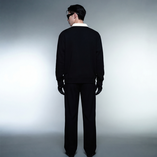 BLACKLIST CLASSIC CROSSES BLACK POLO SWEATSHIRT