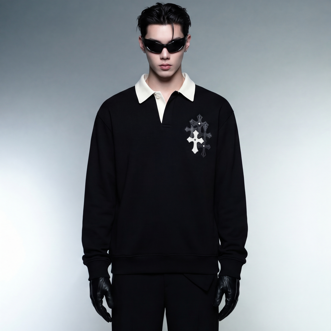blacklist-classic-brooklyn-grey-polo-sweatshirt-copy model front