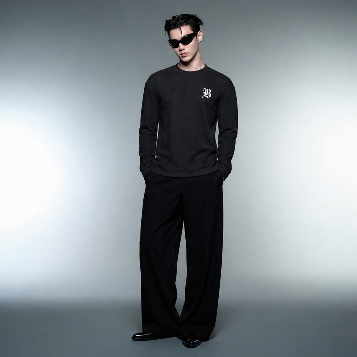 Blacklist Classic Minimal Waffle T-shirt Black