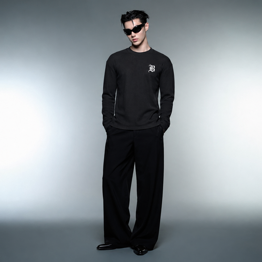 Blacklist Classic Minimal Waffle T-Shirt Black