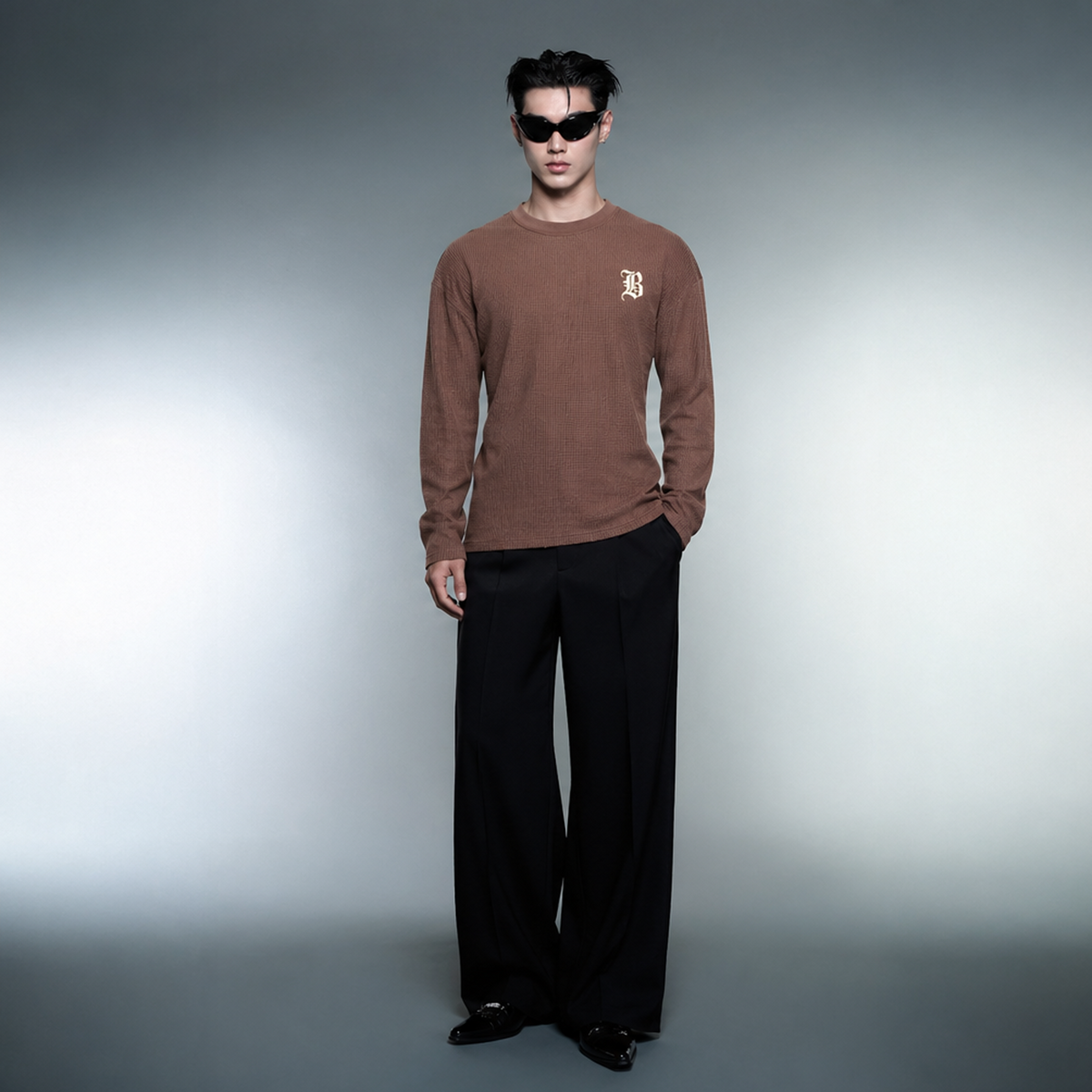 Blacklist Classic Minimal Waffle T-shirt Brown