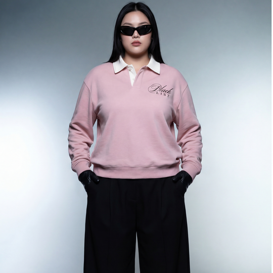 BLACKLIST CLASSIC BABY PINK POLO SWEATSHIRT