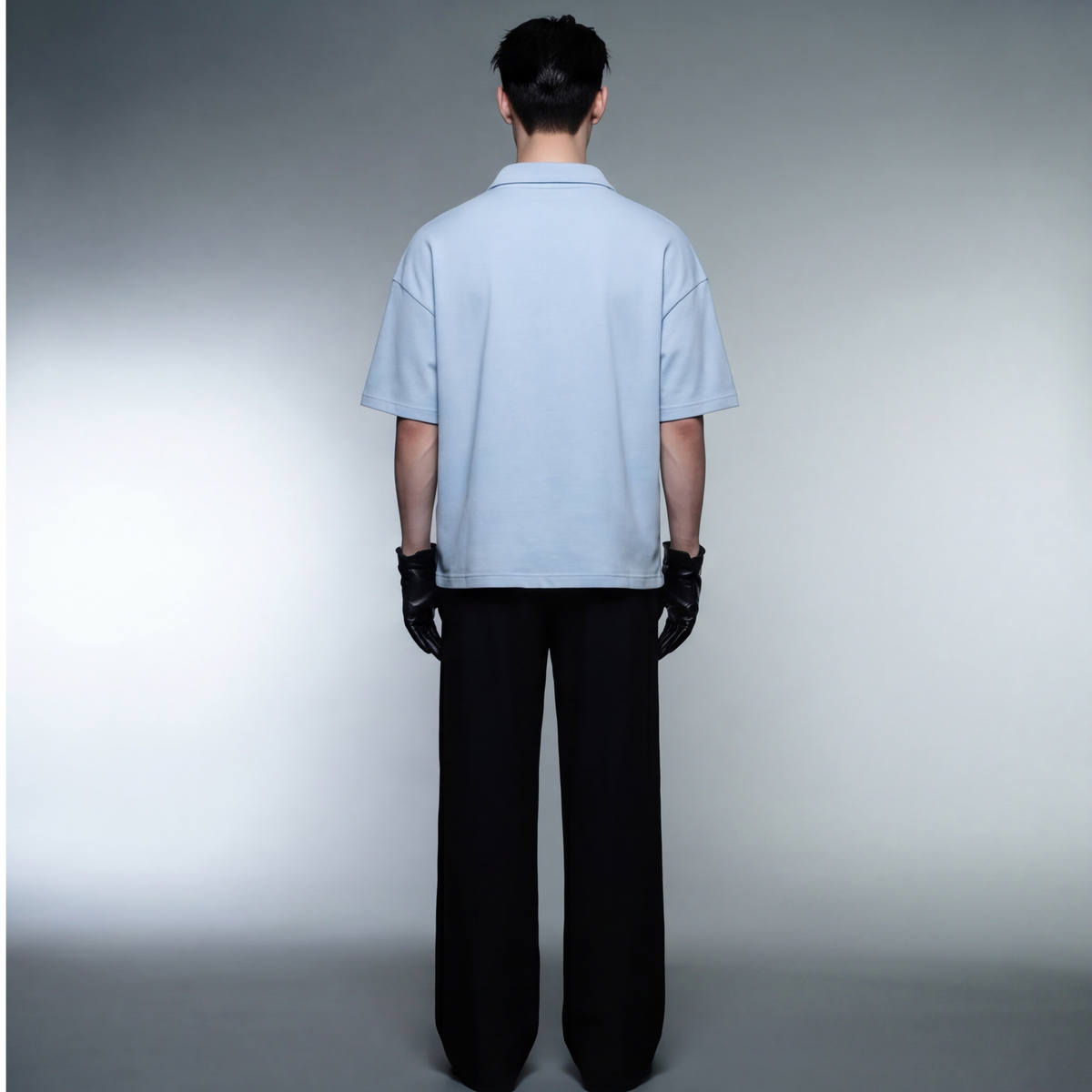 blacklist-club-ice-blue-oversized-quarter-zip-t-shirt model back