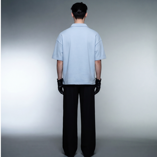Blacklist Club Ice Blue Oversized Quarter Zip T-Shirt