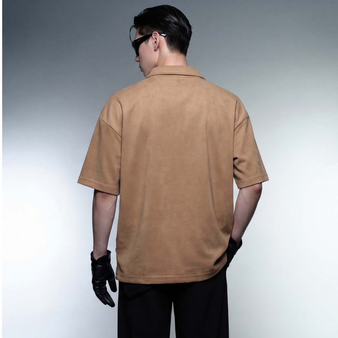 blacklist-club-sand-oversized-quarter-zip-t-shirt model back