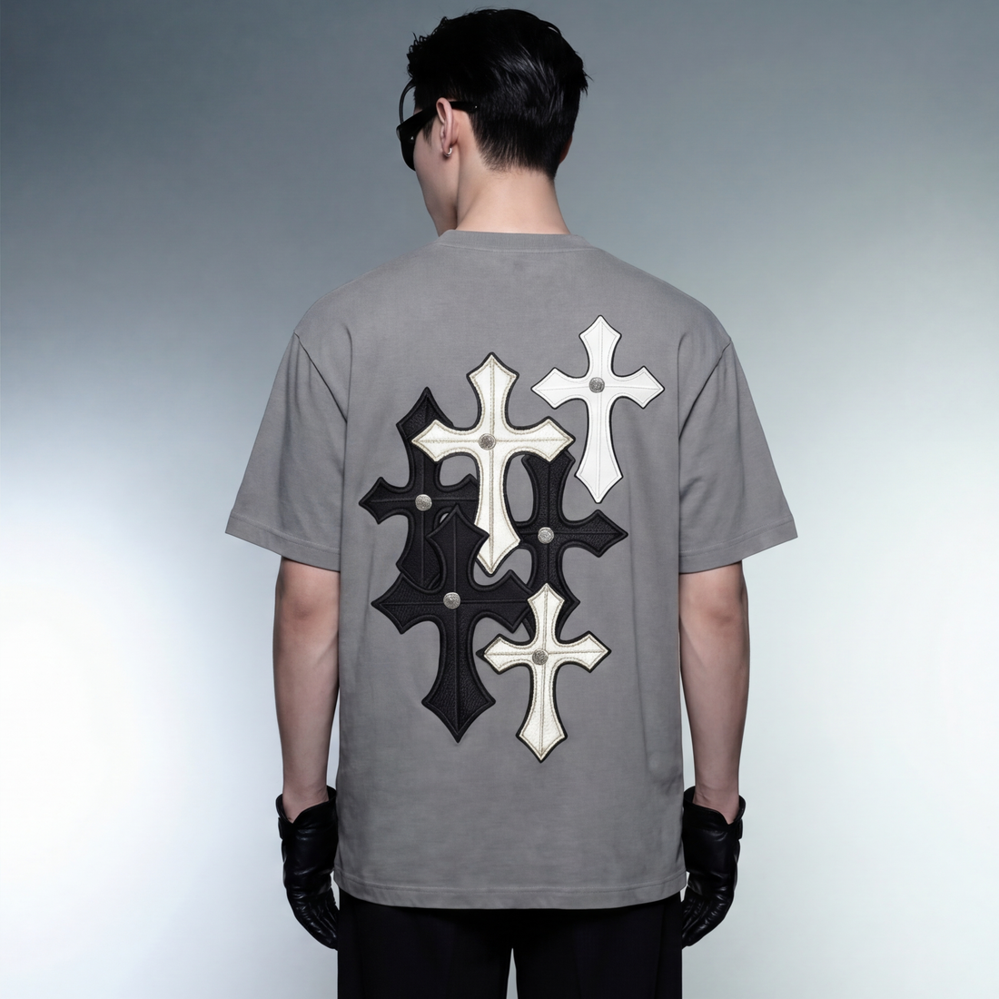 blacklist-crosses-black-gray-t-shirt model back