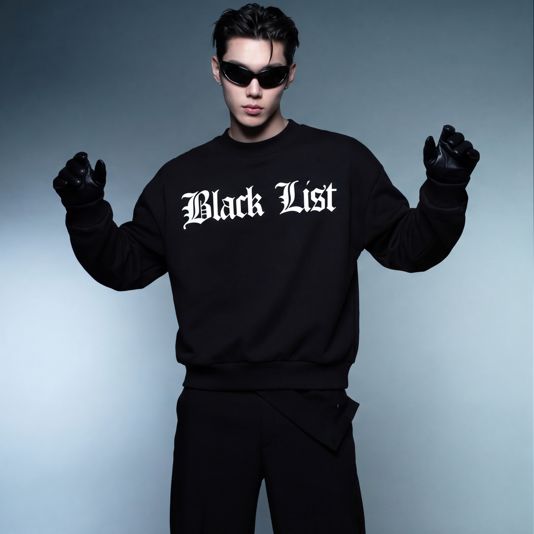 blacklist-crosses-black-oversized-sweatshirt-2-0-copy model front