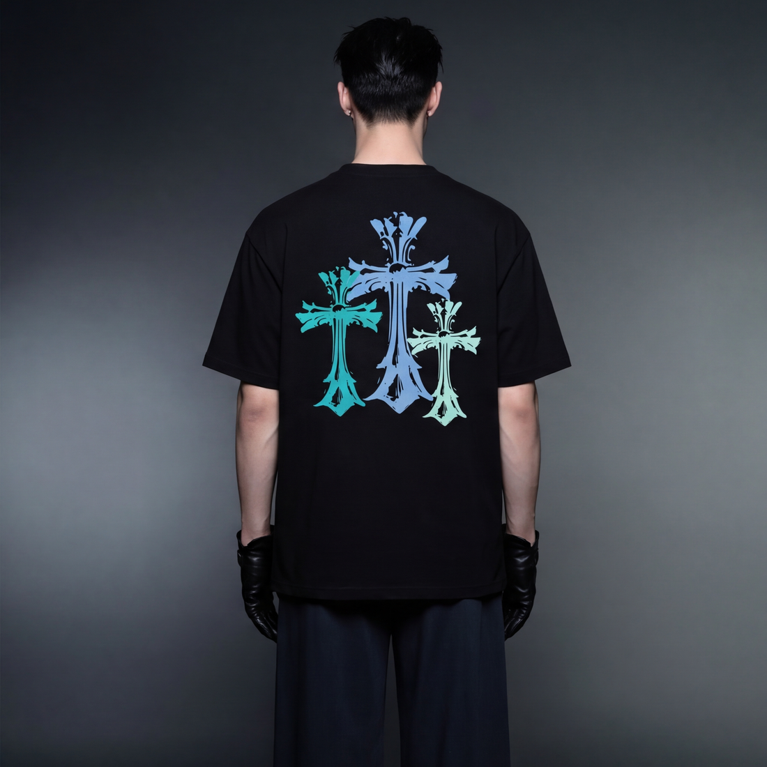 blacklist-crosses-black-t-shirt model back