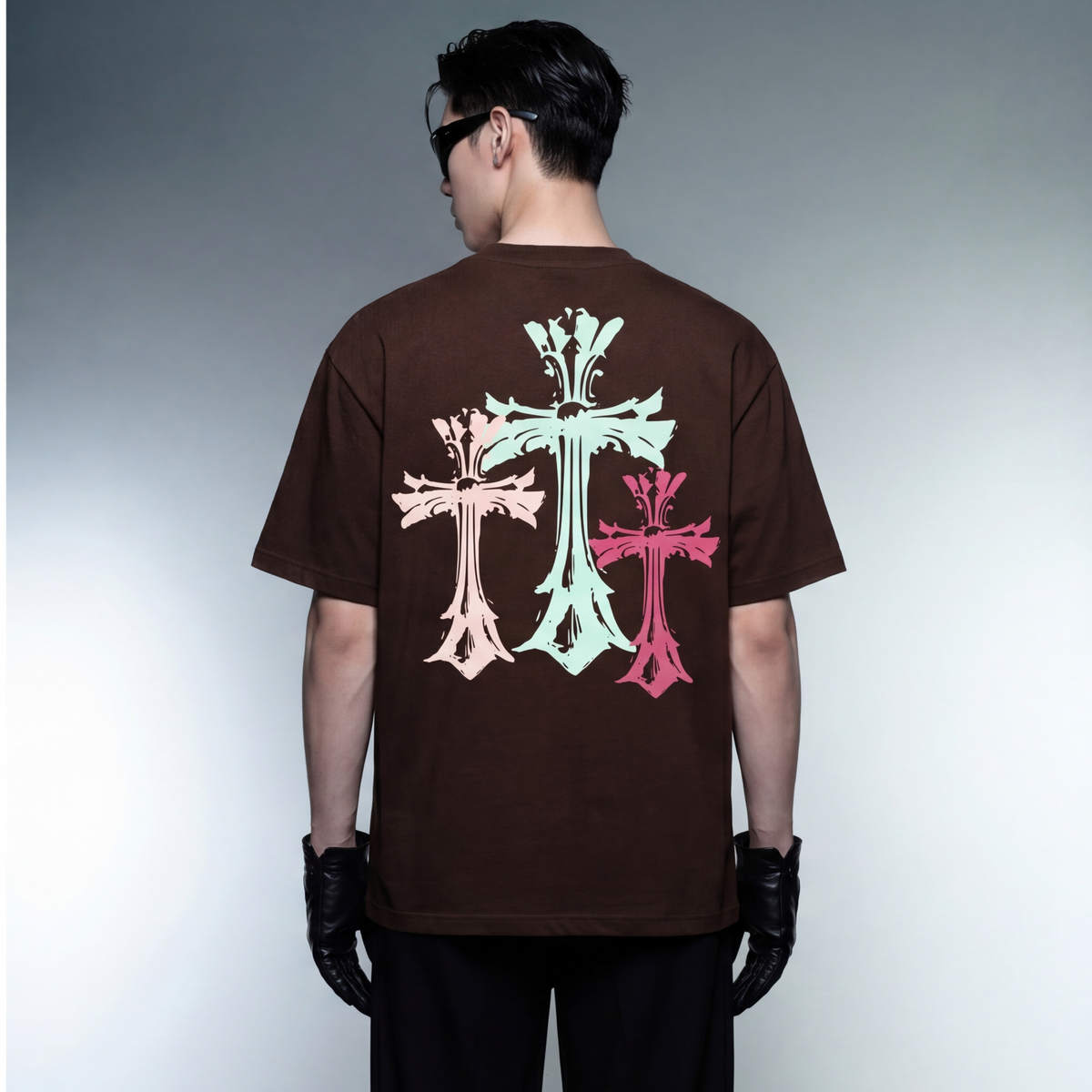 blacklist-crosses-brown-t-shirt model back