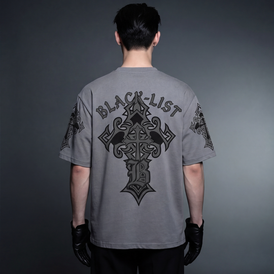 Blacklist Crosses Grey Oversized T-Shirt