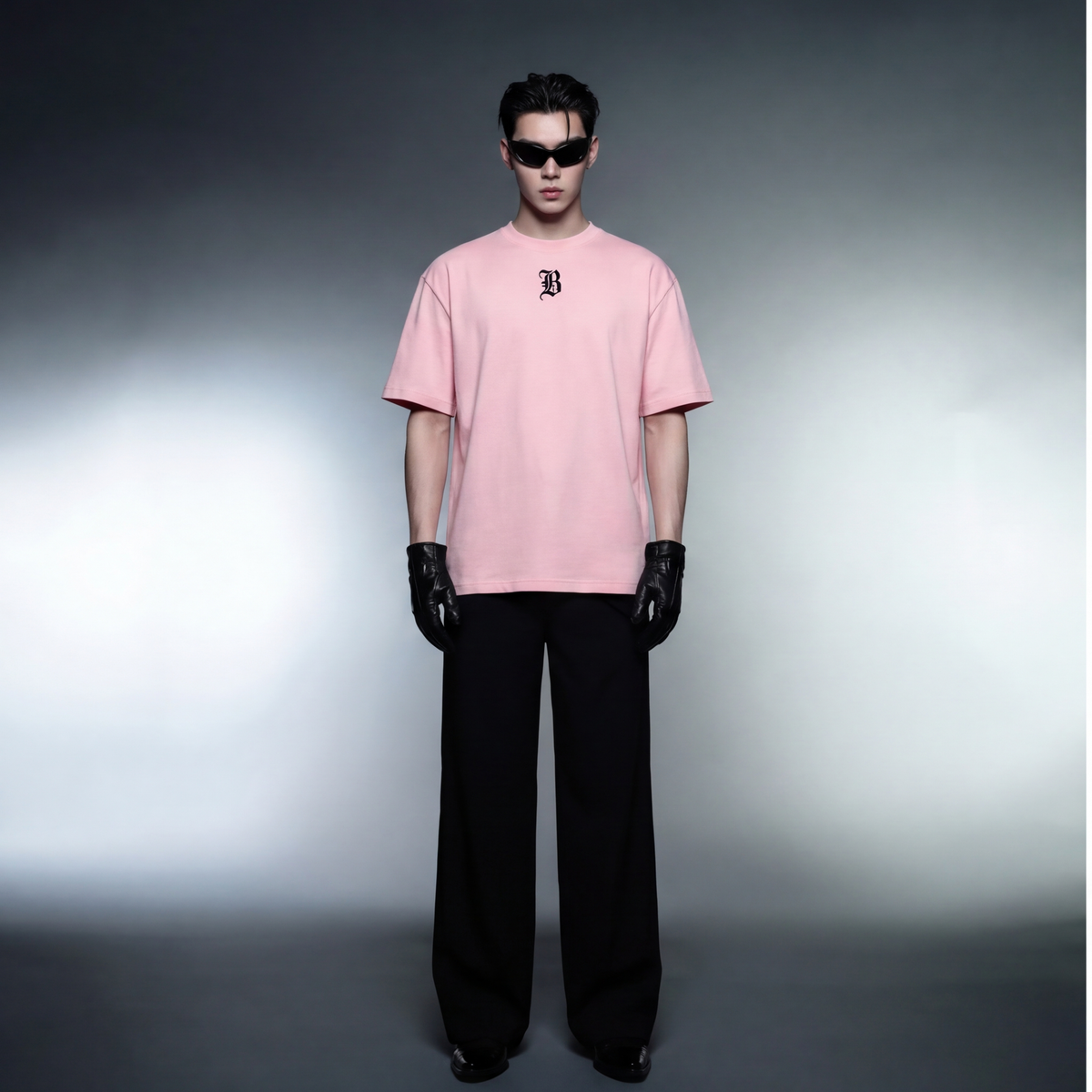 blacklist-crosses-pink-t-shirt model front