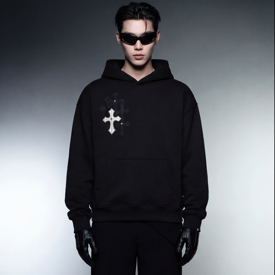 BLACKLIST CROSSES BLACK OVERSIZED HOODIE