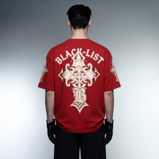 Blacklist Crosses Red Oversized T-Shirt