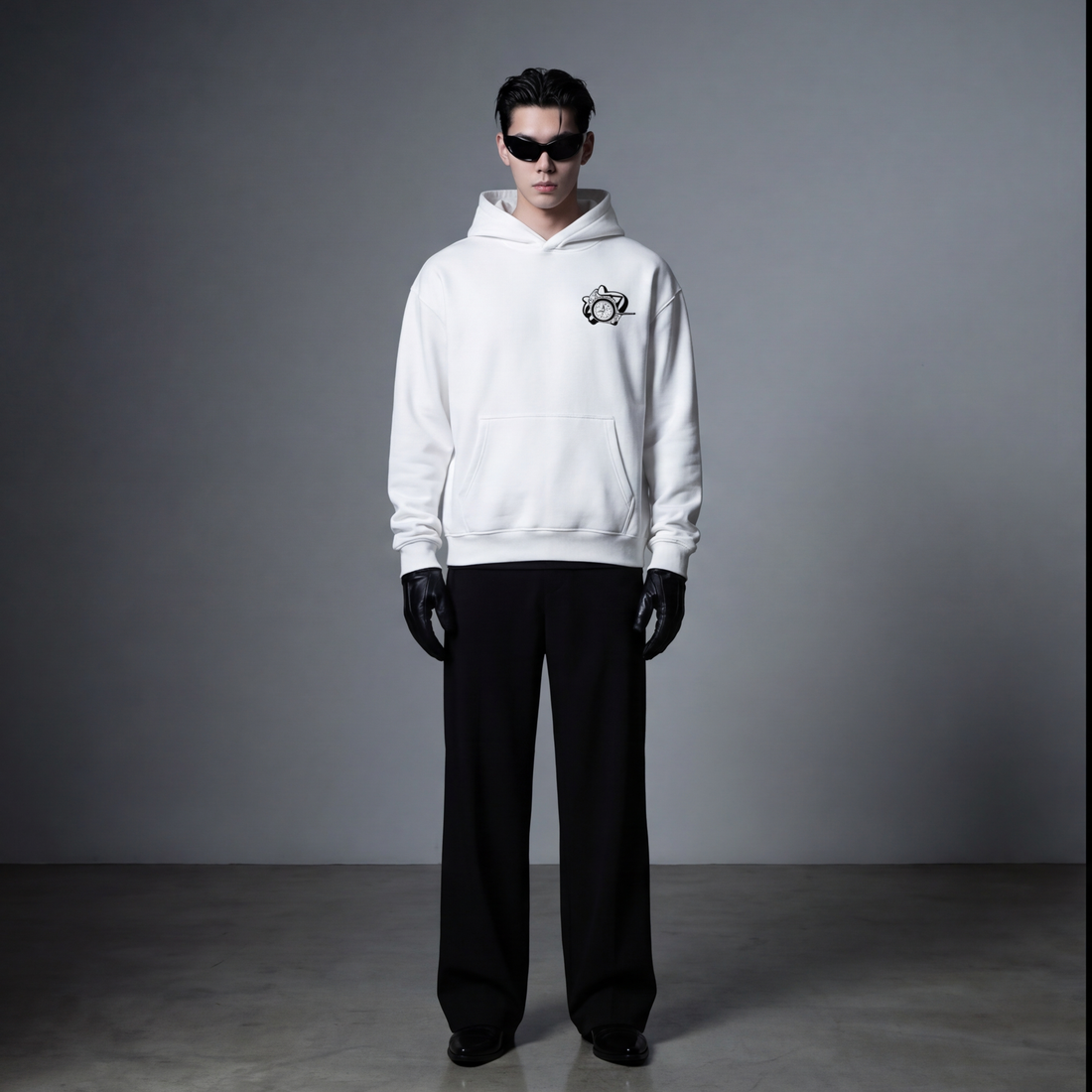 blacklist-crosses-white-basics-oversized-hoodie-copy model front