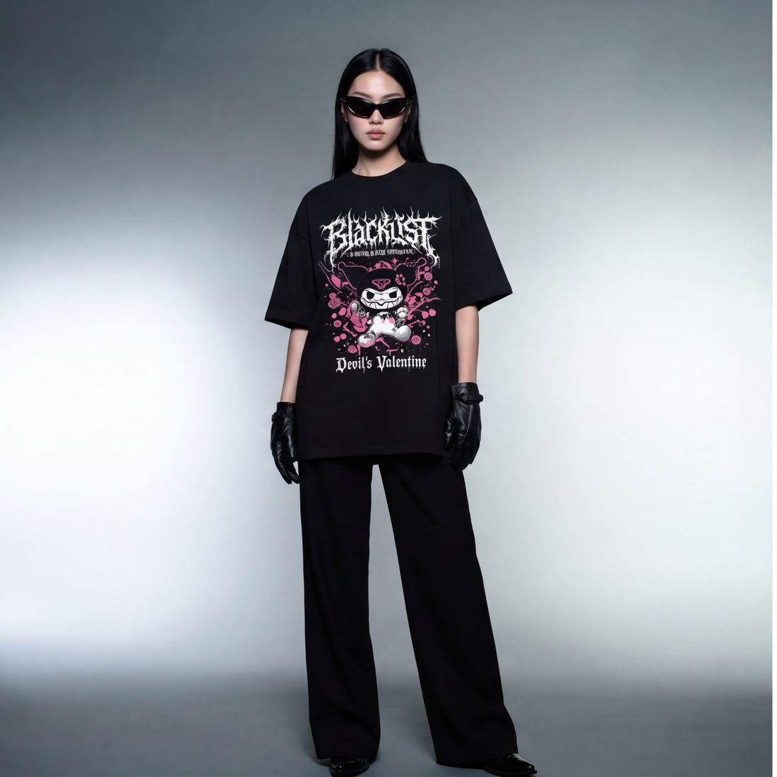 blacklist-devil-s-valentine-tee-black model front