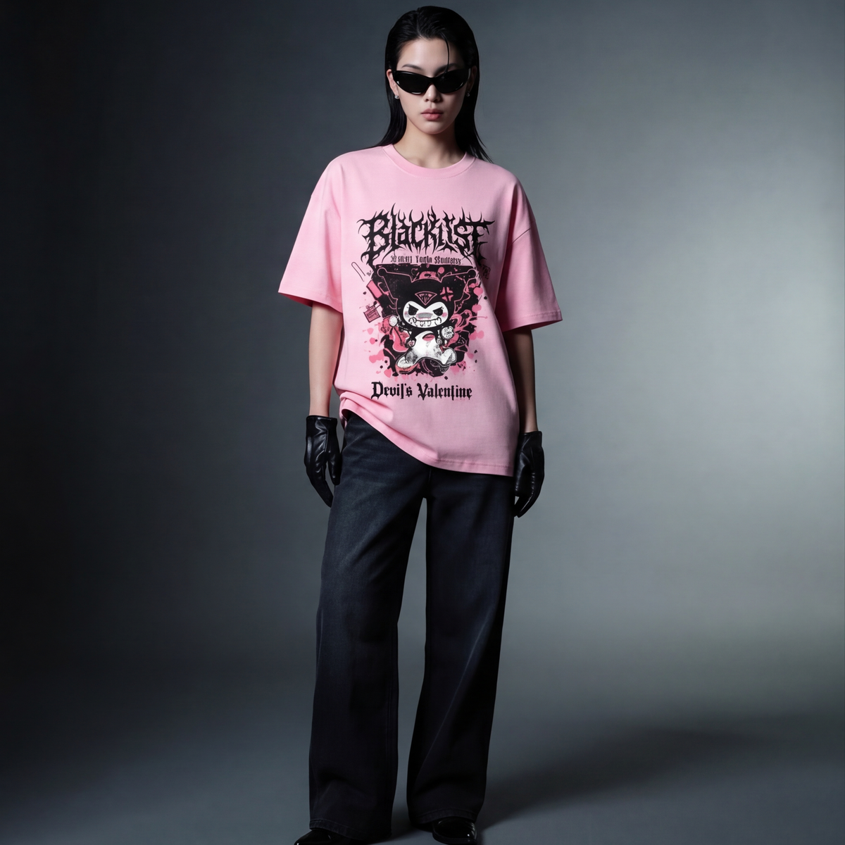 blacklist-devil-s-valentine-tee-pink model front