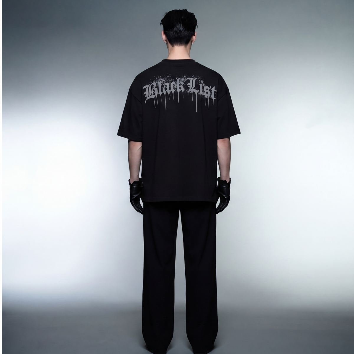 blacklist-drip-grey-oversized-t-shirt model back