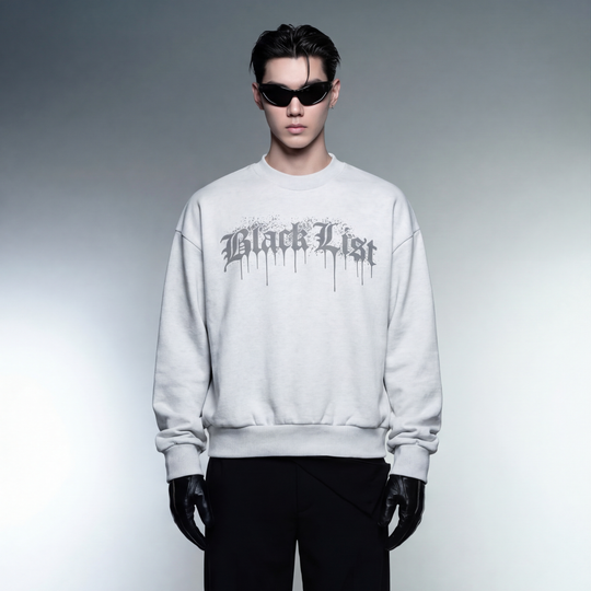 BLACKLIST DRIP WHITE NADO GREY OVERSIZED SWEATSHIRT