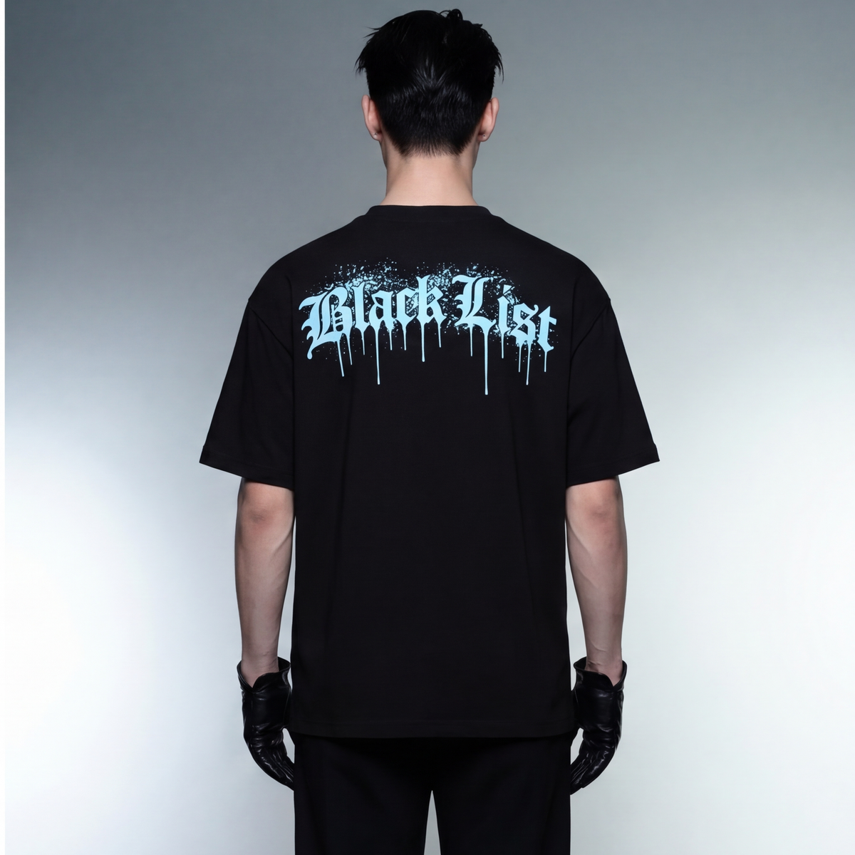 blacklist-drip-ice-blue-oversized-t-shirt model back
