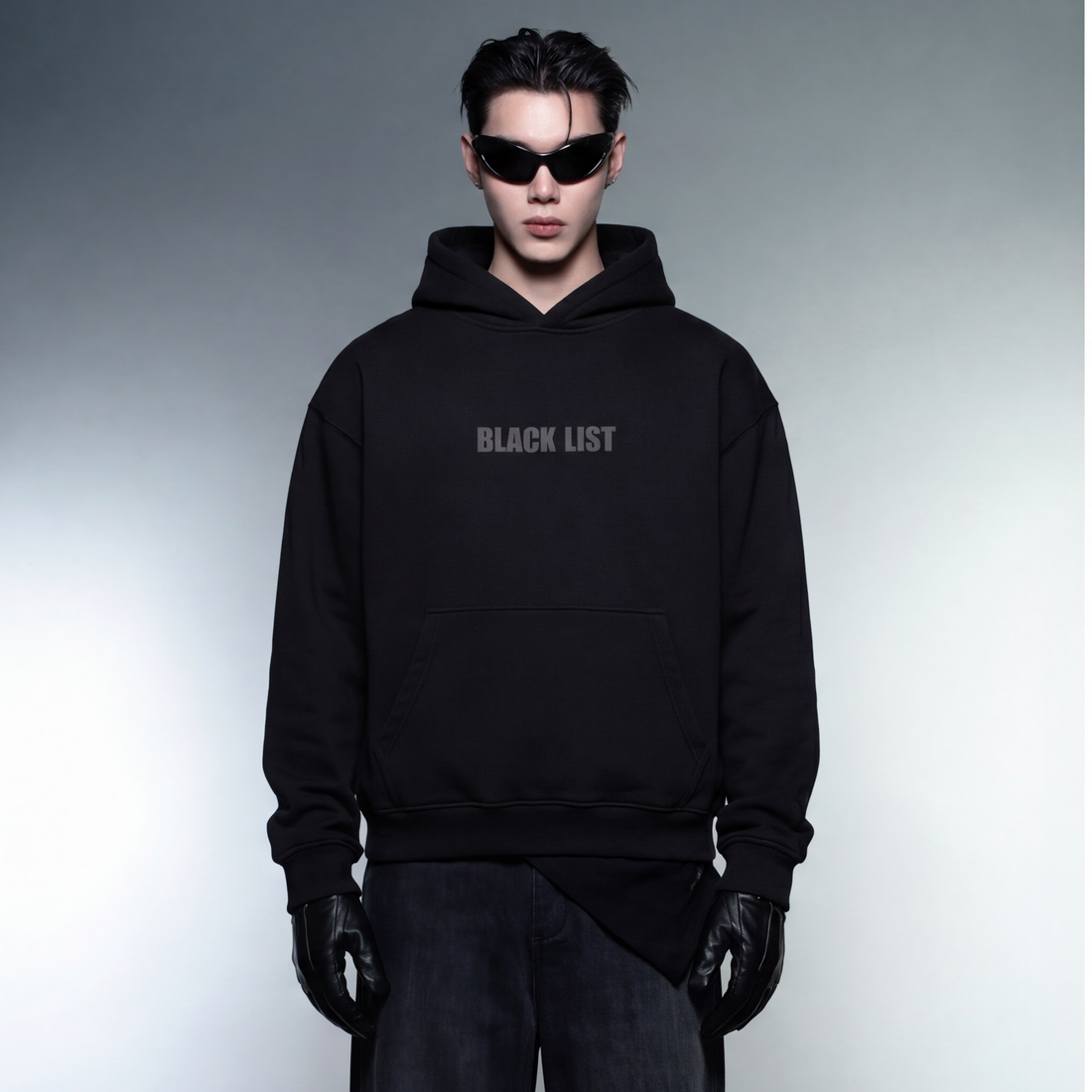 blacklist-drip-neon-yellow-oversized-hoodie-copy model front