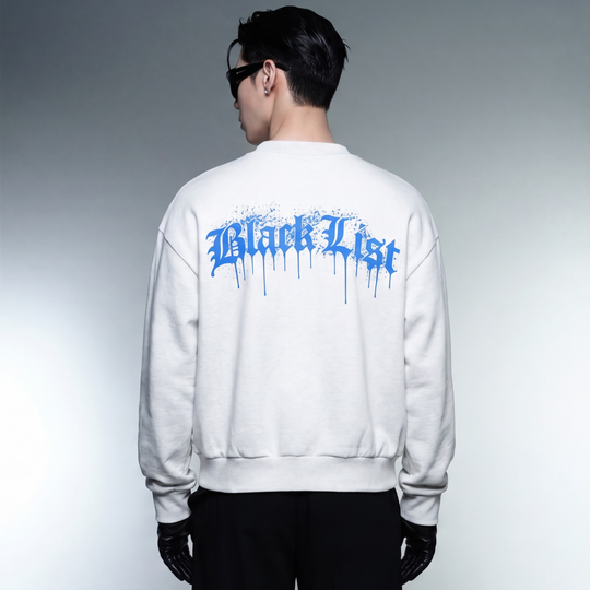 BLACKLIST DRIP WHITE ICE BLUE OVERSIZED SWEATSHIRT