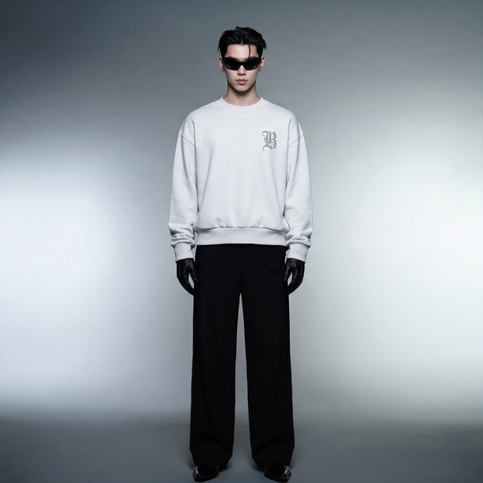 BLACKLIST DRIP WHITE NADO GREY OVERSIZED SWEATSHIRT 2.0