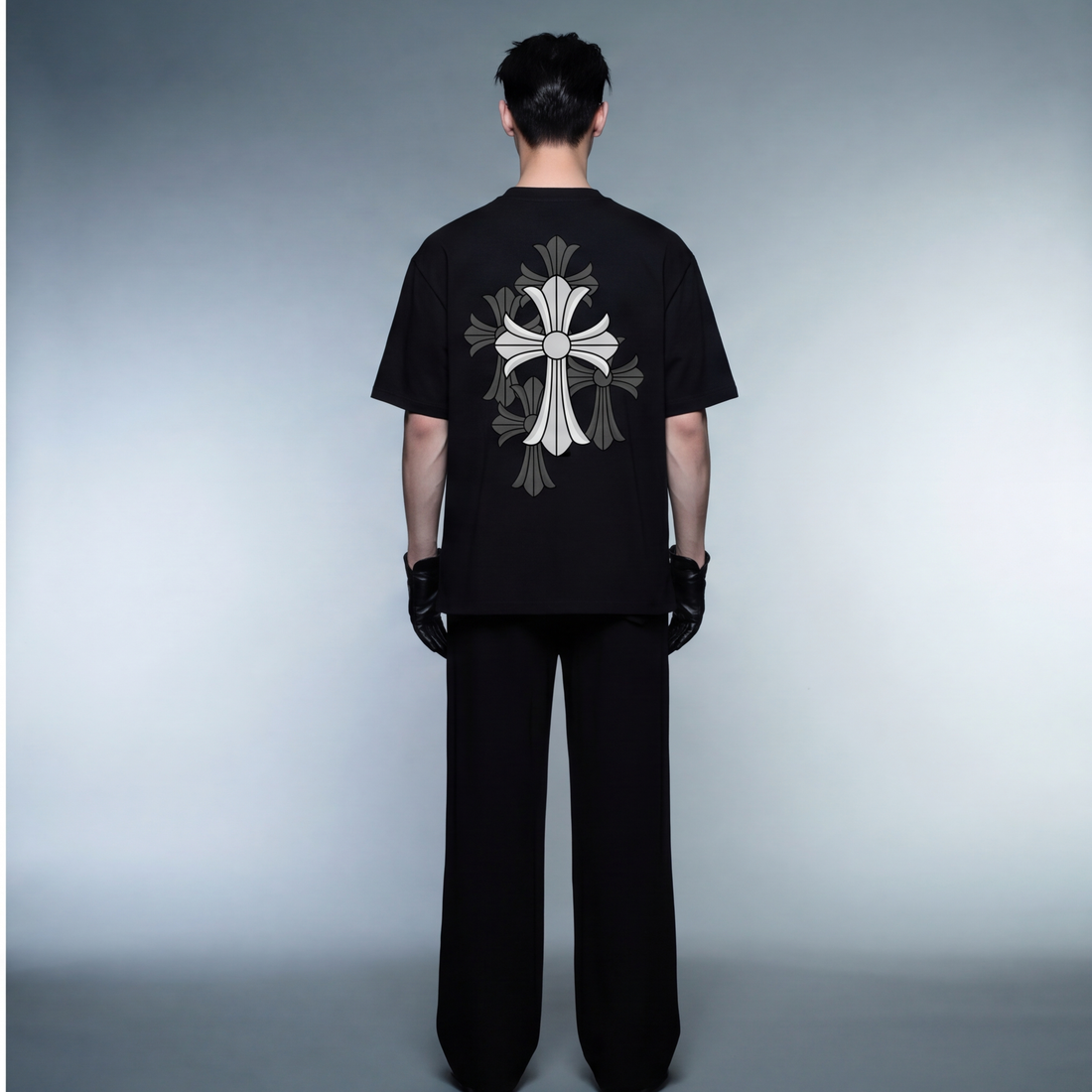 blacklist-essential-cross-desert-sand-black-t-shirt model back