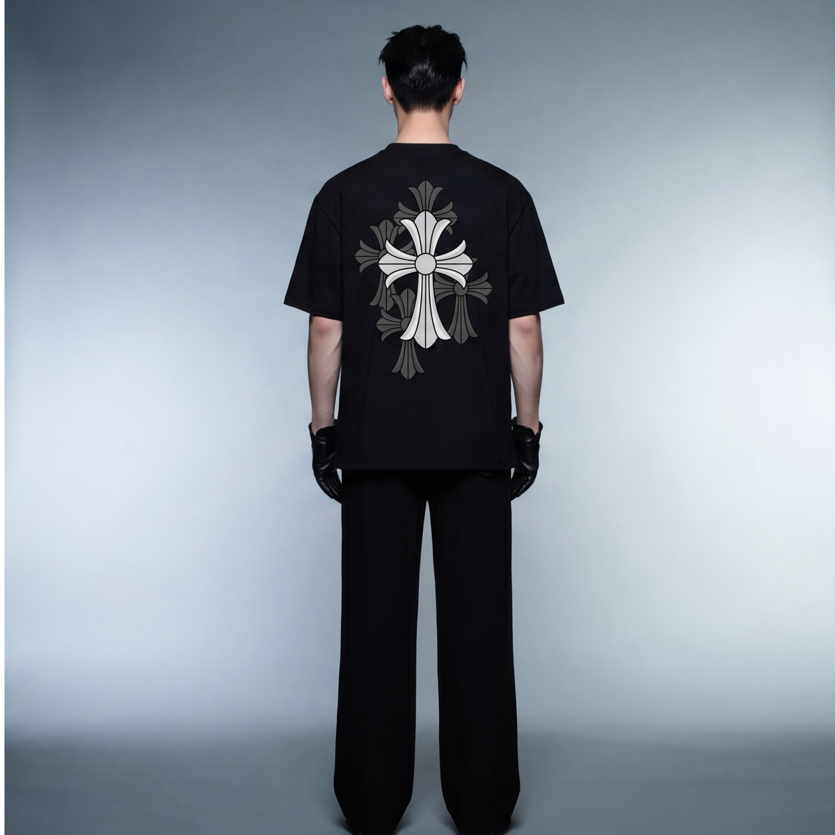 blacklist-essential-cross-desert-sand-black-t-shirt model back
