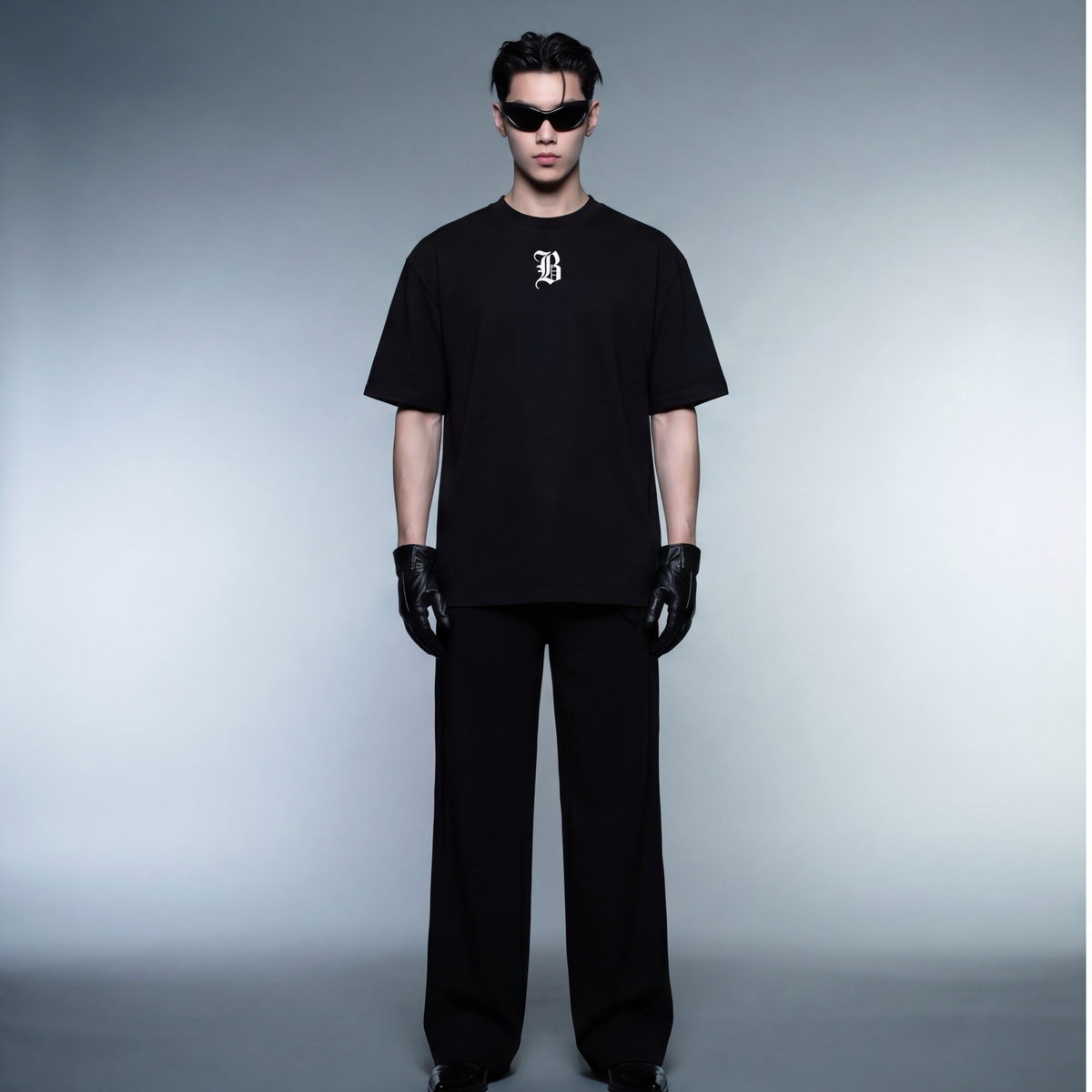 blacklist-essential-cross-desert-sand-black-t-shirt model front