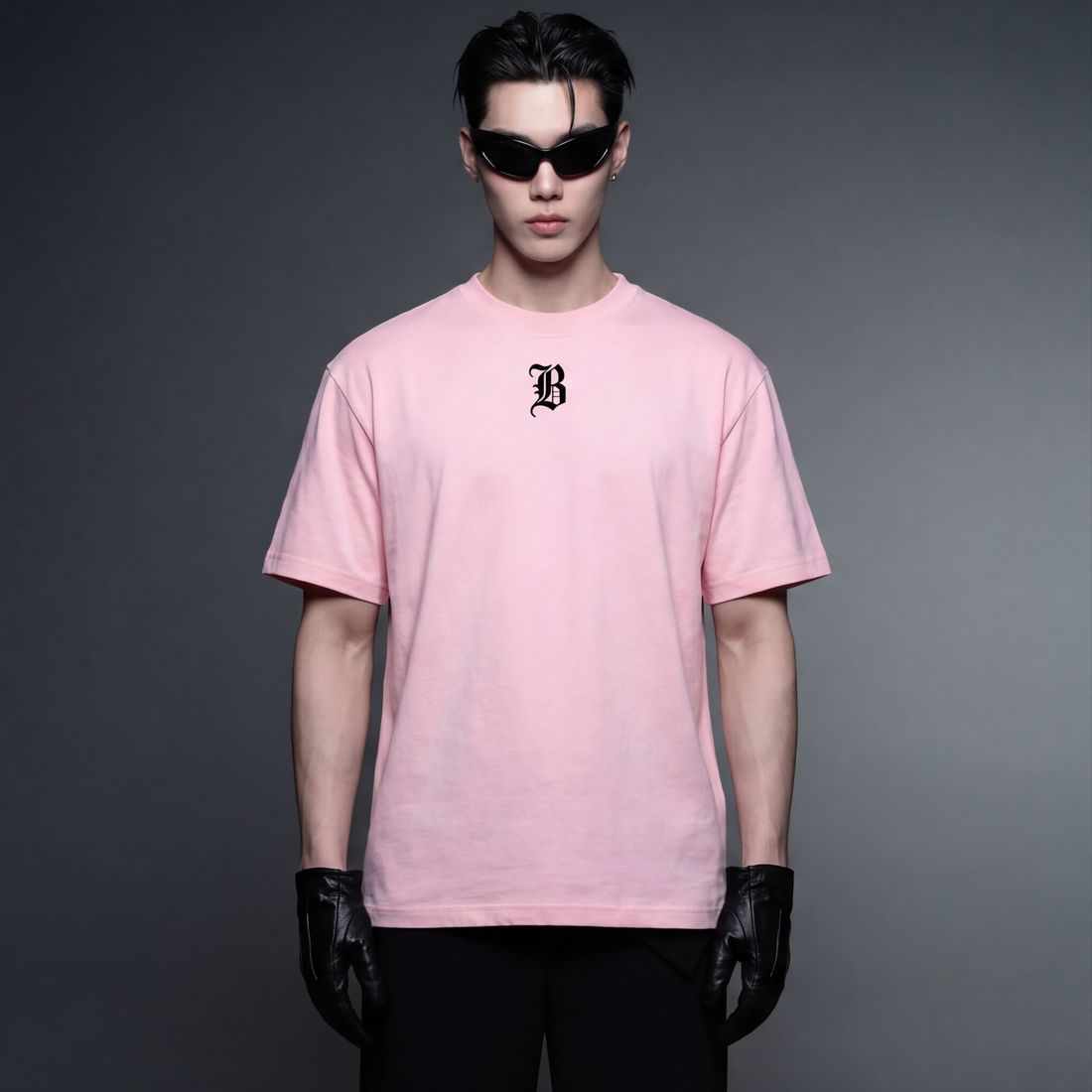 blacklist-essential-cross-desert-sand-pink-t-shirt model front