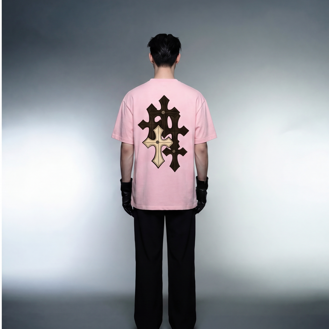 blacklist-essential-cross-pink-t-shirt model back