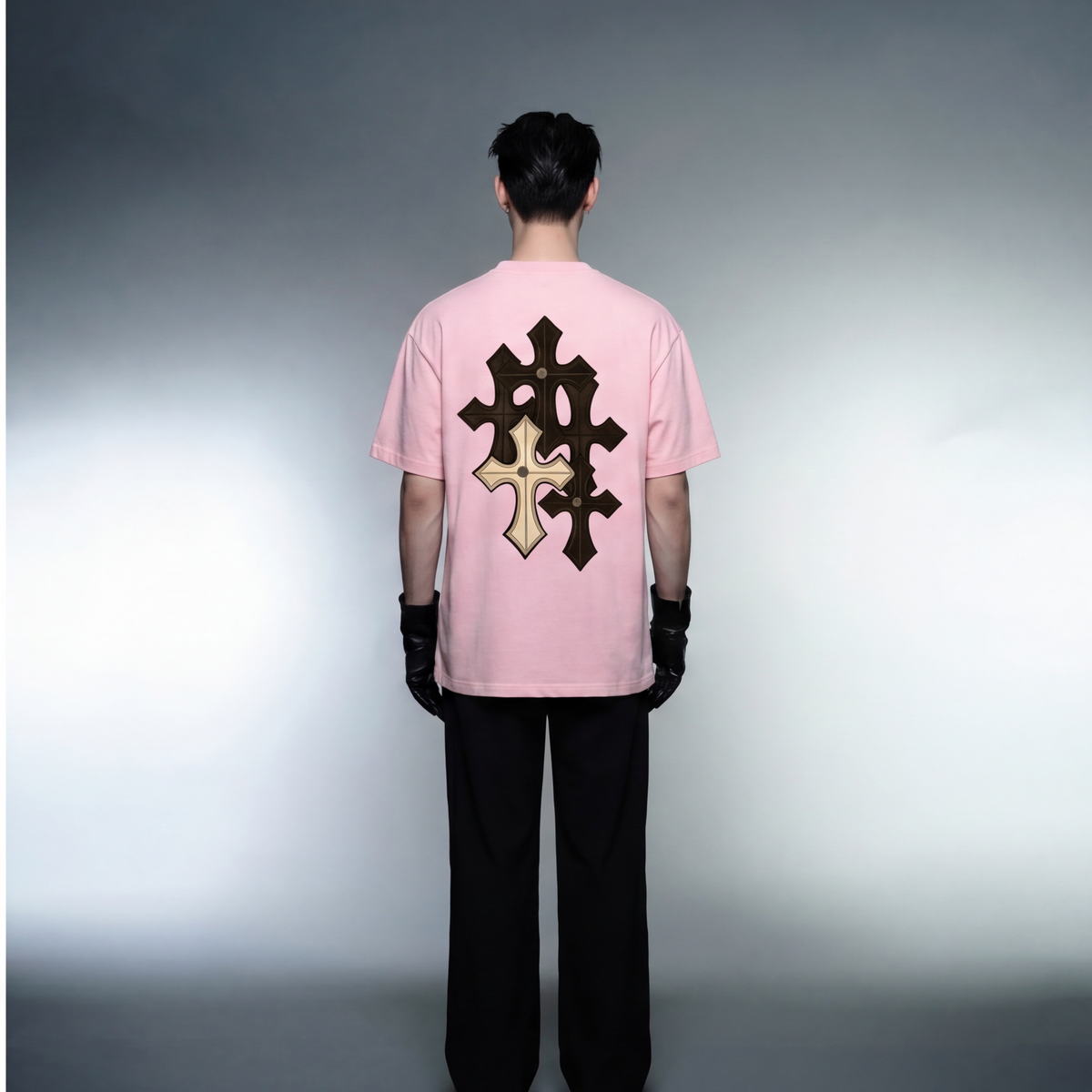 blacklist-essential-cross-pink-t-shirt model back