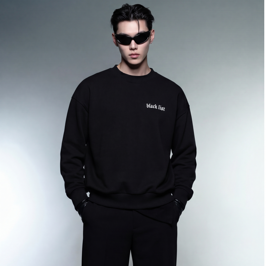 blacklist-essential-navy-half-zip-up-sweater-copy model front