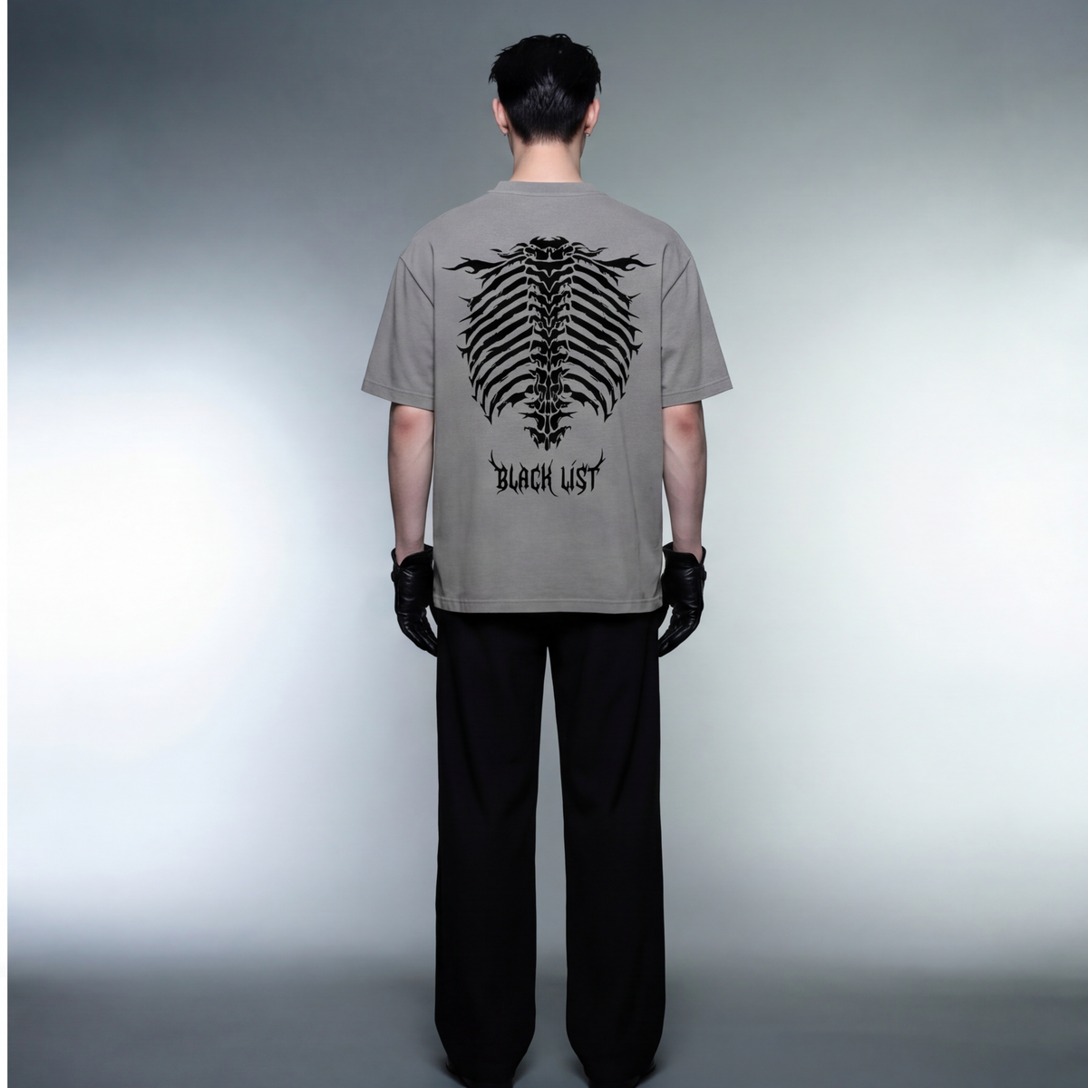 blacklist-essential-skeleton-gray-t-shirt model back