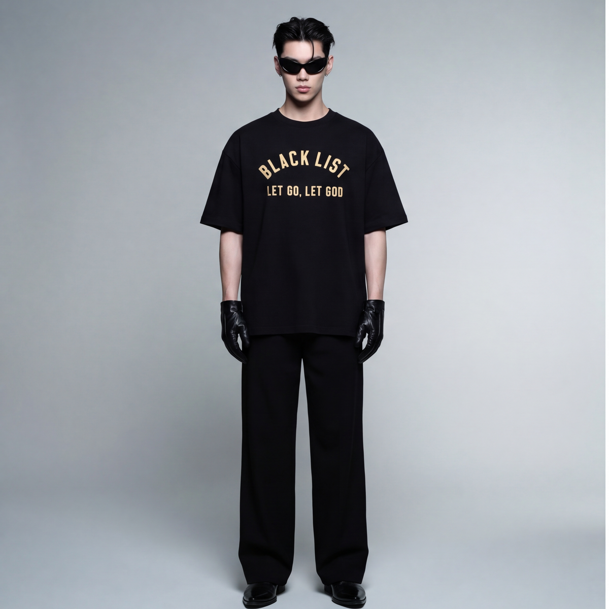 blacklist-let-go-let-god-t-shirt-black model front