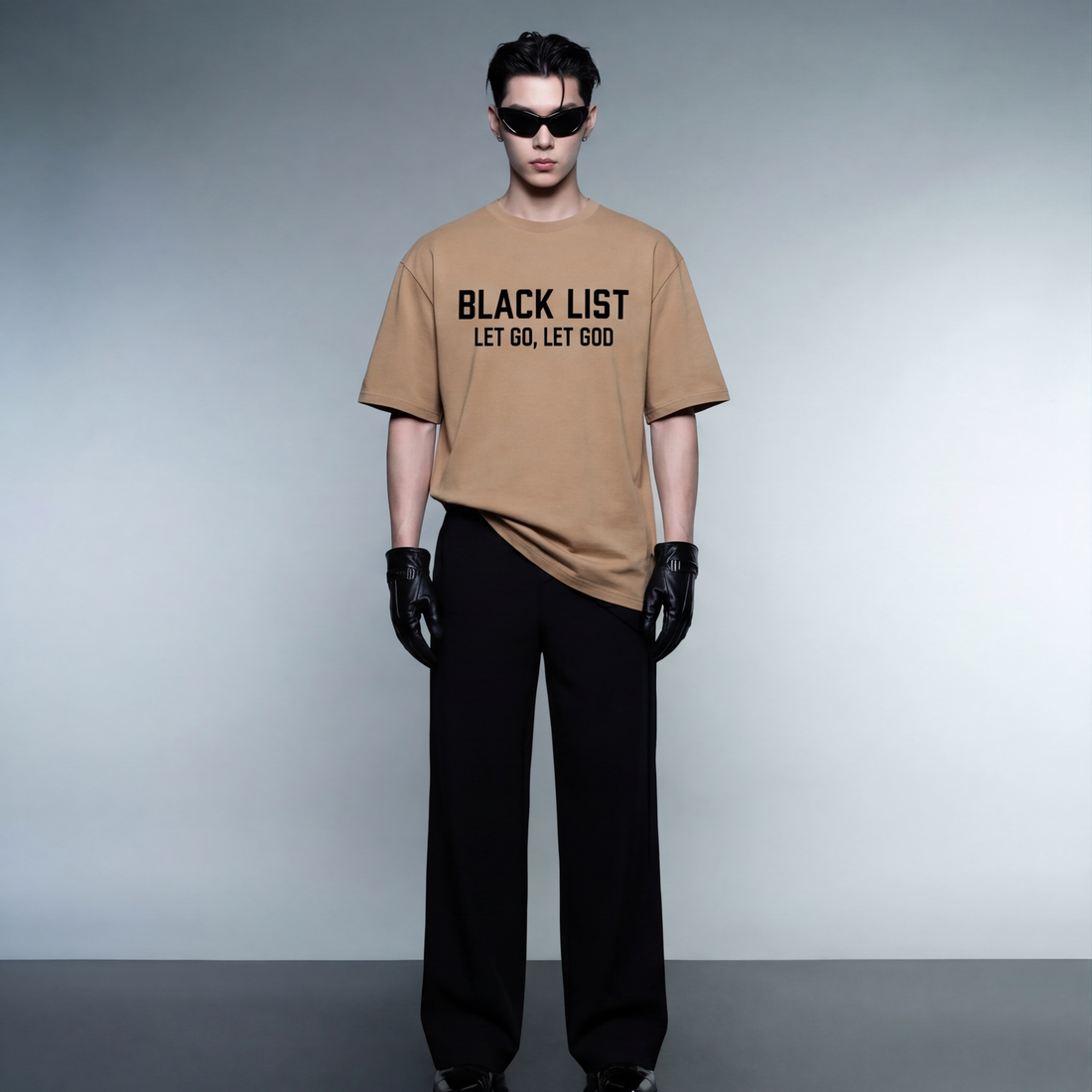 blacklist-let-go-let-god-t-shirt-sand model front