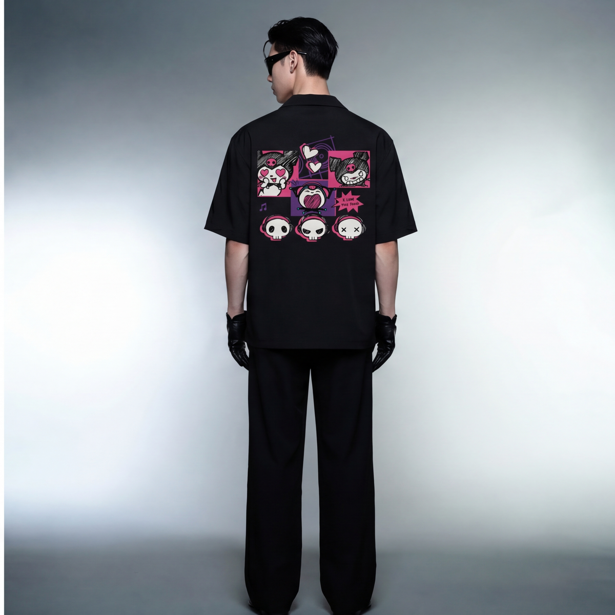 blacklist-punk-princess-bowling-shirt-black model back