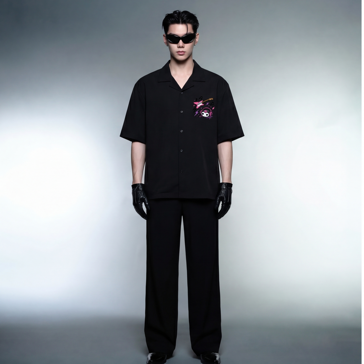 blacklist-punk-princess-bowling-shirt-black model front