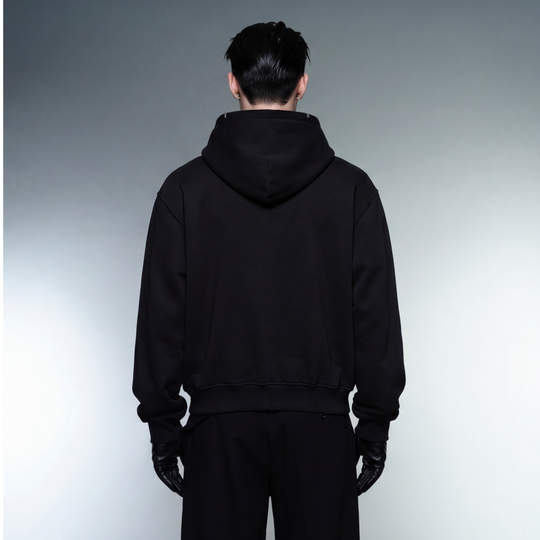 CHROME BLACK OVERSIZED SKELETON HOODED JACKET