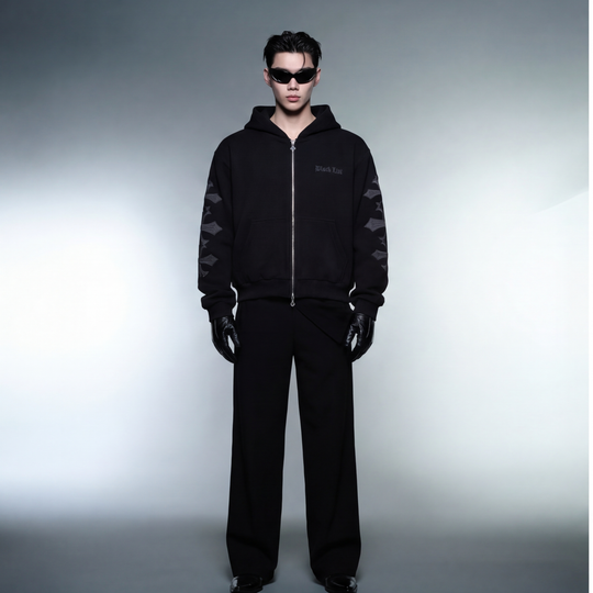 CHROME BLACK OVERSIZED BOMBER JACKET