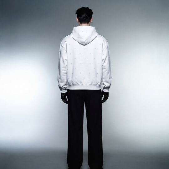 CHROME CROSSES WHITE OVERSIZED HOODIE
