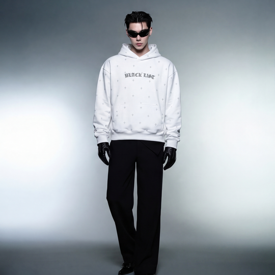 CHROME CROSSES WHITE OVERSIZED HOODIE
