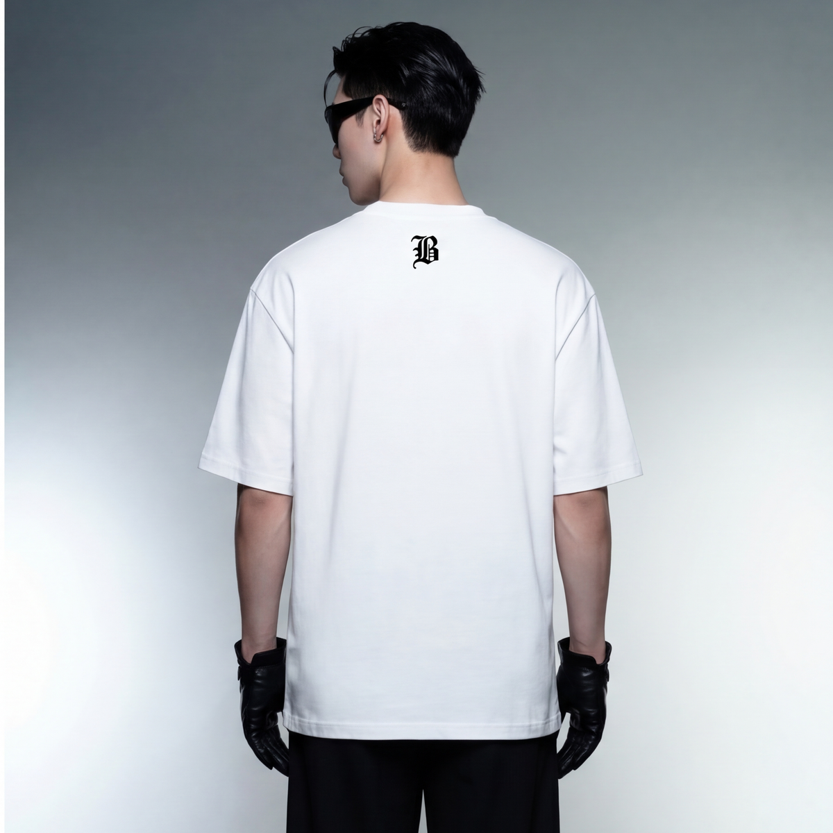 chrome-white-oversized-sketeton-t-shirt model back