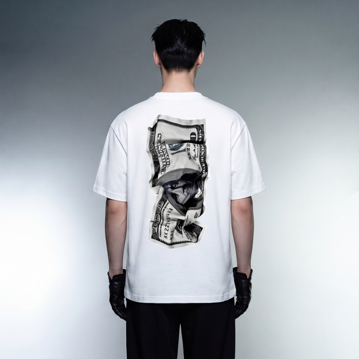 dollar-bills-white-t-shirt model back