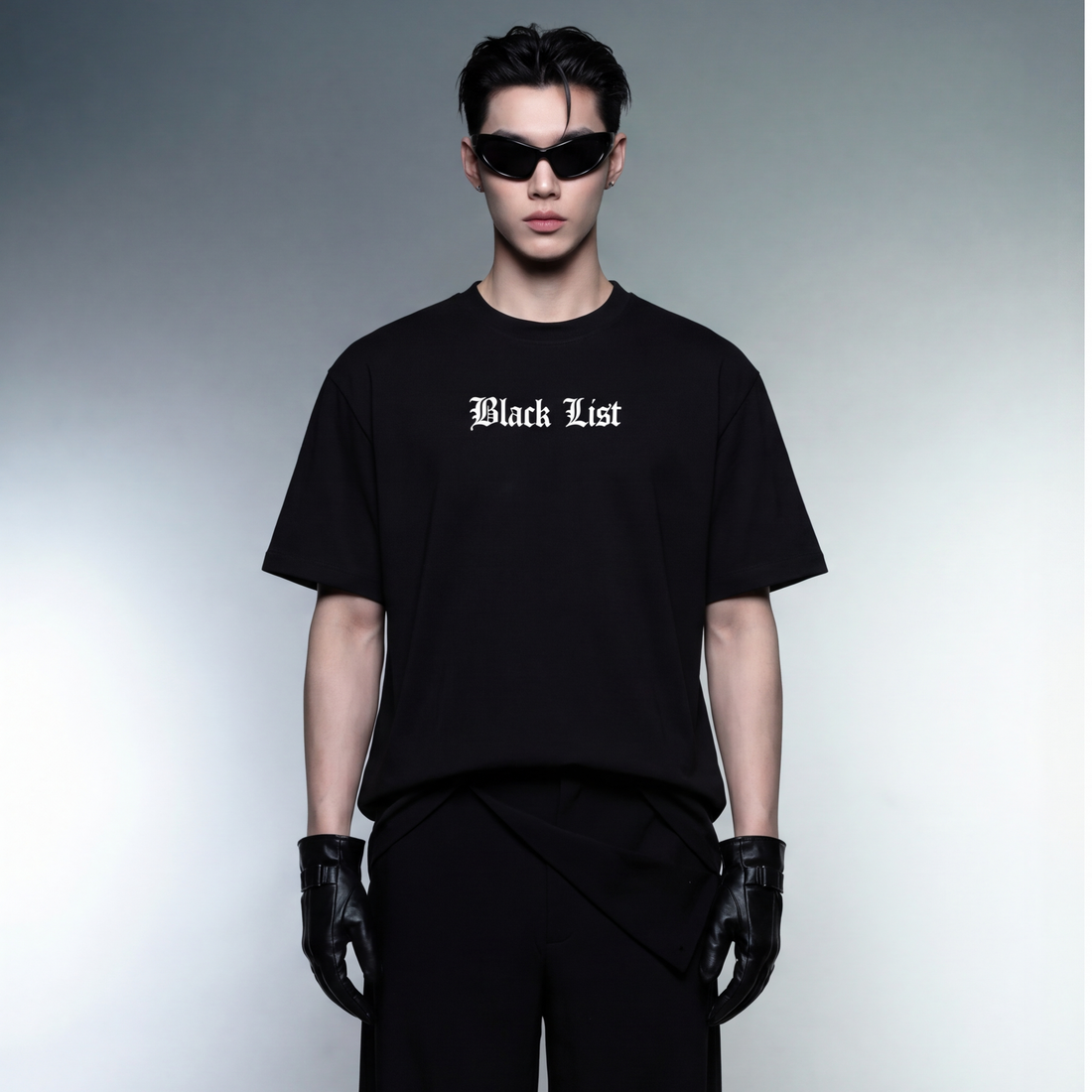 dollar-blacklist-black-t-shirt-1 model front